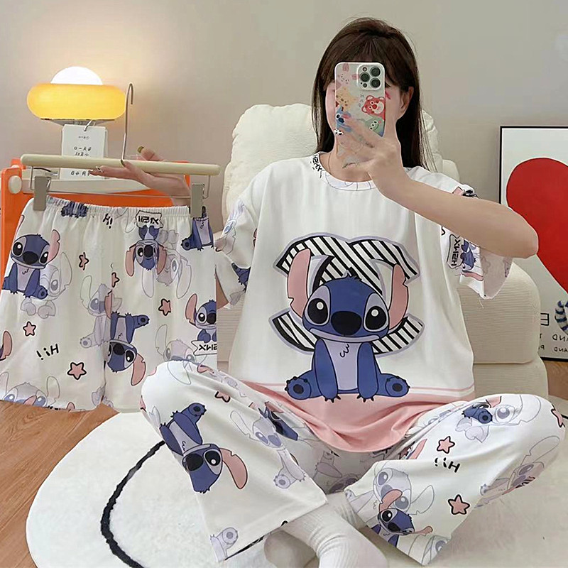 女牛奶丝卡通睡衣家居服套装