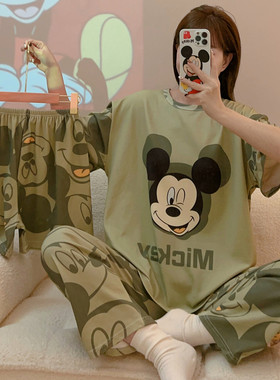 女牛奶丝卡通睡衣家居服套装