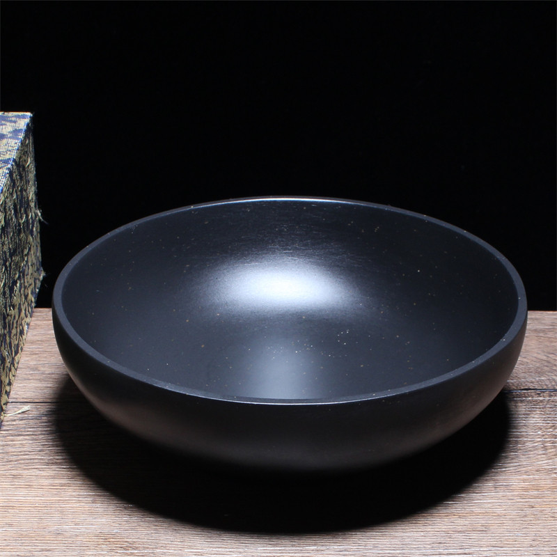 砚碗歙砚金星籽料老坑手工笔洗墨海素砚实用砚台素池精品文房收藏