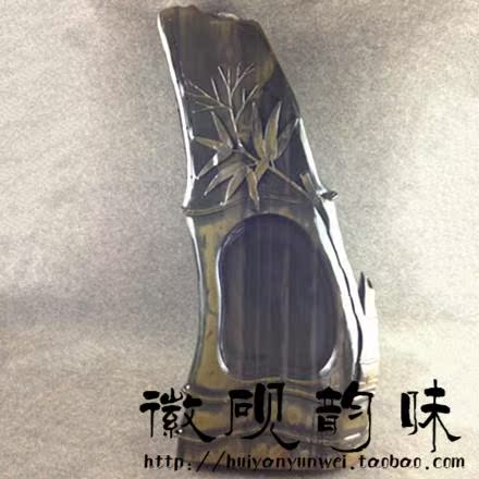 歙砚精品老坑金星玉带籽料茶盘