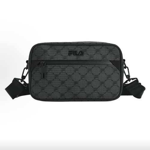 FILA斐乐时尚休闲可拆卸肩带织物斜挎单肩包男款黑色F13M518106F