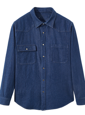 SBC 纯植物染天然蓝染牛仔衬衫 SI-01ST 复古cowboy牛仔长袖衬衫