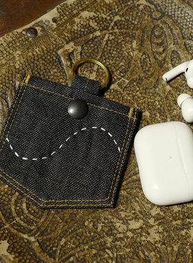 SBC airpods苹果耳机挂坠包 牛仔抽象风格 手作车挂钥匙挂包挂