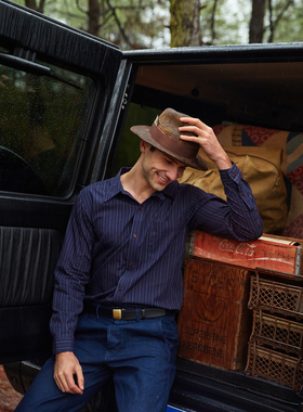 特价！SBC 美式复古条纹提花衬衫进口面料长袖  特价不支持退换