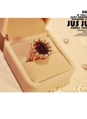 2026新款女戒指红宝石戒指女精致时尚小众设计感高级感戒指女指环