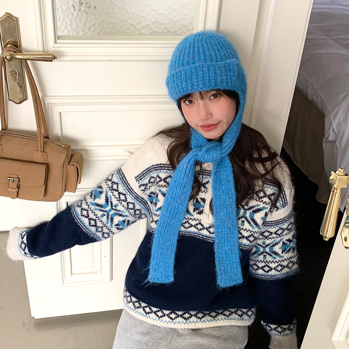 博主同款帽子围巾一体冬季保暖