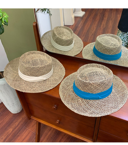 网红罗马假日天然草英伦编织帽