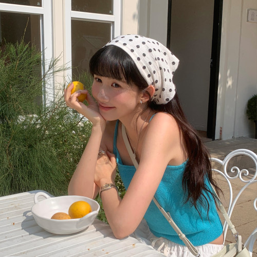 韩系波点三角巾女丝巾头巾