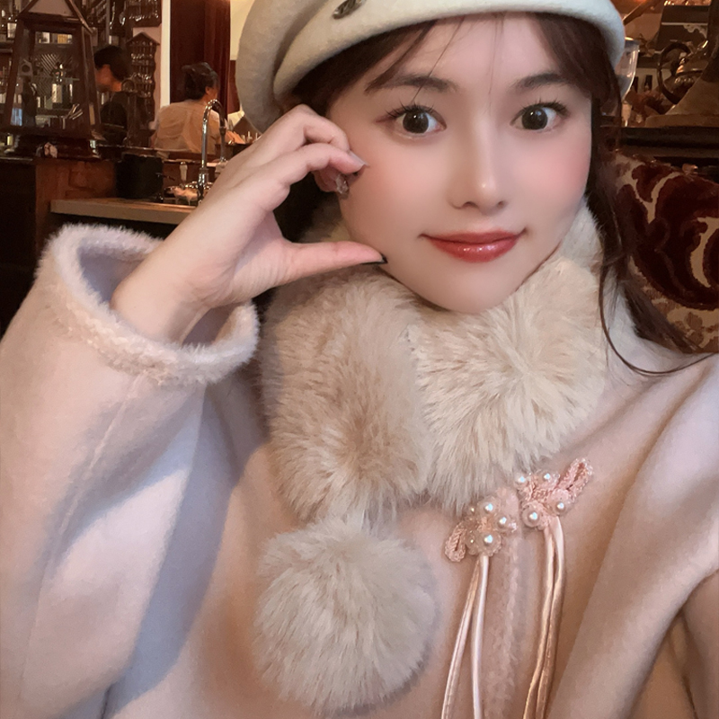 毛绒围巾女冬季保暖护颈围脖