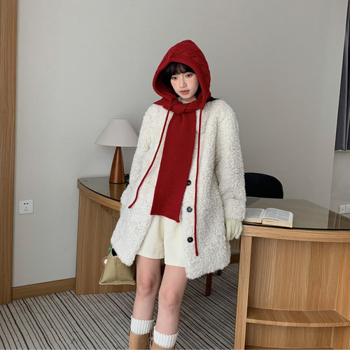 韩版时尚款帽子围巾两件套