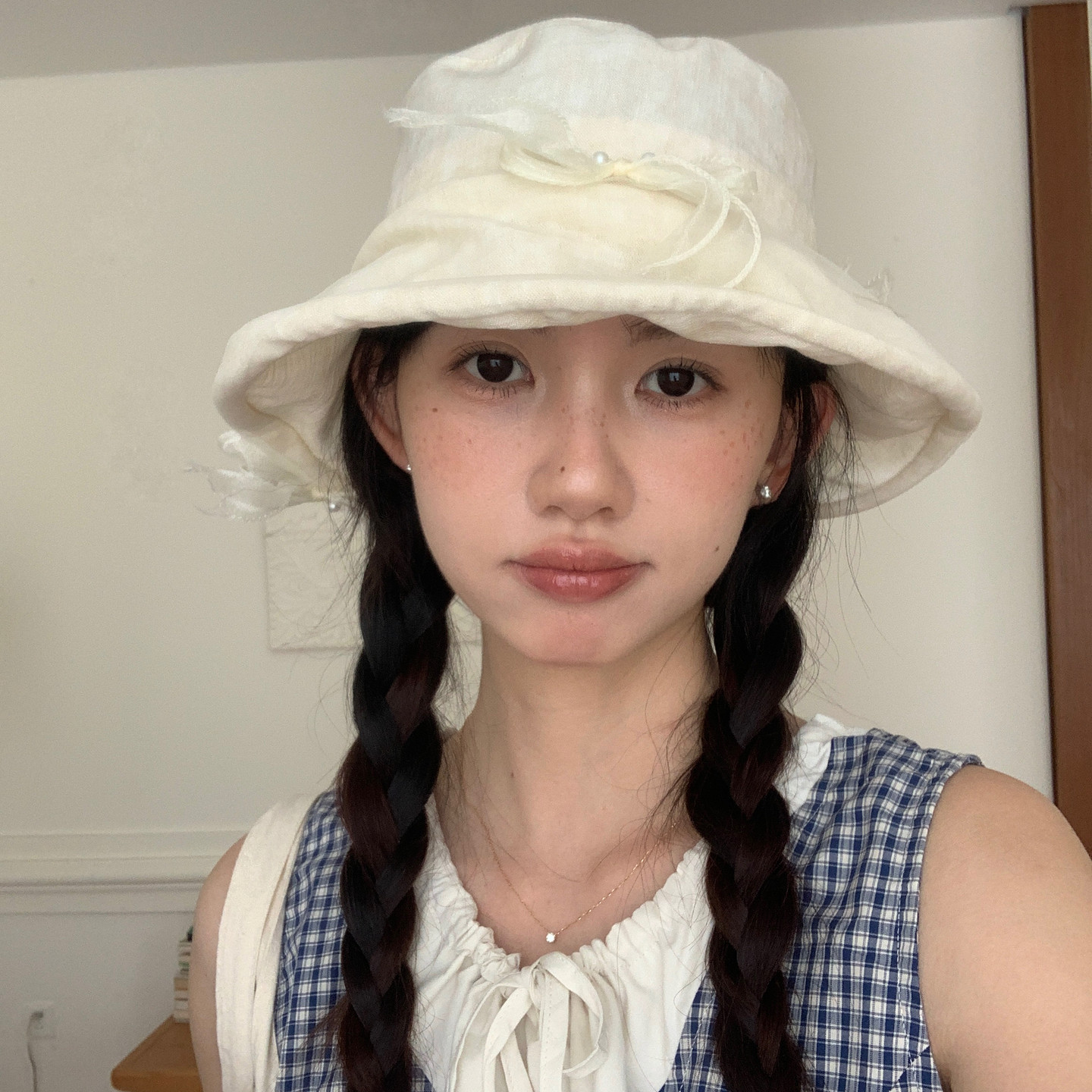Deepsea深海 白色渔夫帽女夏季遮阳防晒大帽檐显脸小百搭户外帽子