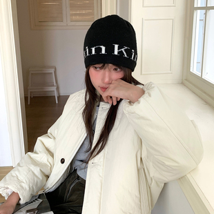 Deepsea深海小众ins个性字母毛线帽冷帽女秋冬潮搭针织帽保暖百搭