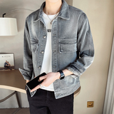 春季新款2022翻领短款水洗牛仔夹克男休闲帅气时尚百搭外套男衣服,男装夹克,电商B317,电商基地 春季新款2022翻领短款水洗牛仔夹克男休闲帅气时尚百搭外套男衣服,男装夹克,电商B317,电商基地