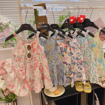 女童花朵薄款连衣裙2025新款