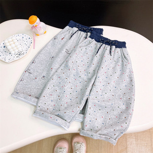 子春季 百搭女童弯刀裤 2026新款 休闲运动裤 满印爱心阔腿卫裤 女童裤