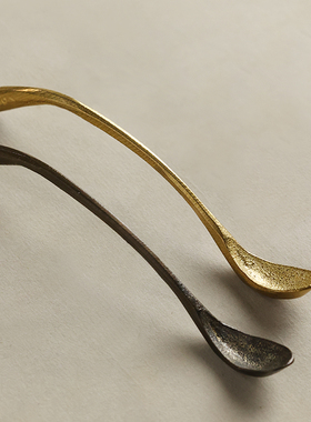 仿古手工黄铜水勺 水盂铜勺磨墨舀水铜文房四宝复古水勺实用小巧