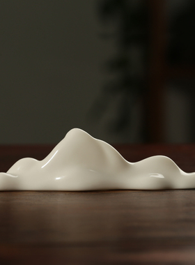 德化羊脂玉白瓷笔山 毛笔笔搁笔架山瓷器小摆件简约现代文房四宝