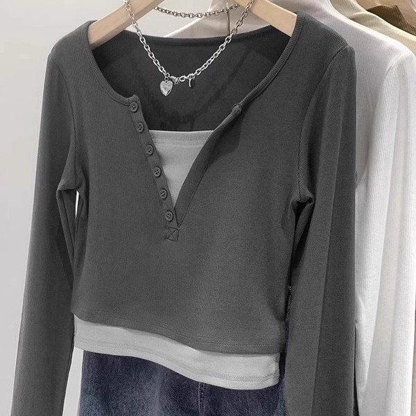 韩版休闲时尚洋气长袖T恤女