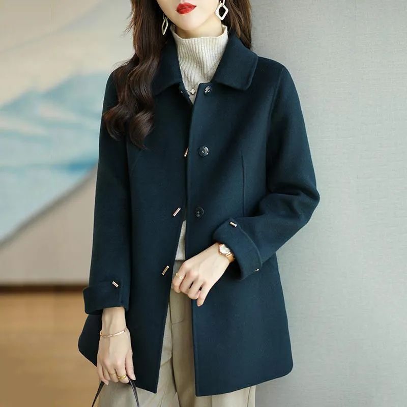 2024秋冬季新款女时尚潮流休闲显瘦百搭高级感加棉毛呢大衣外套潮