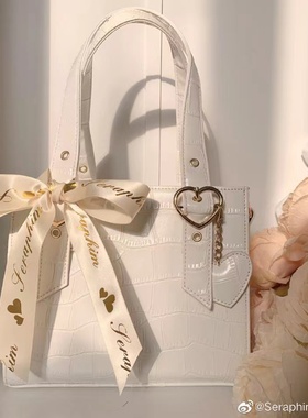 Seraphim原创莉莉丝Lolita包少女菱格小方包简约可爱鳄鱼纹手提包