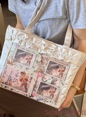 Seraphim原创褶皱痛缎面单肩包2025秋新款大容量蝴蝶结痛包二次元