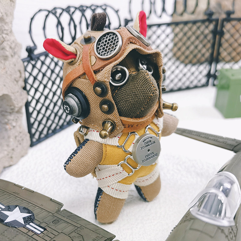原创复古飞行员狗狗汪星人稀奇古怪的高级手工玩偶背包挂件小礼物