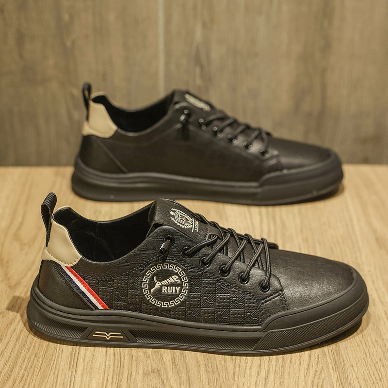 鞋子男鞋春季欧洲站免系鞋带一脚蹬休闲皮鞋年轻人痞帅高级感板鞋