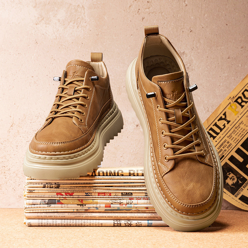 秋冬鞋子男鞋冬季加绒马丁靴男款英伦休闲皮鞋工装冬靴软底棉鞋潮