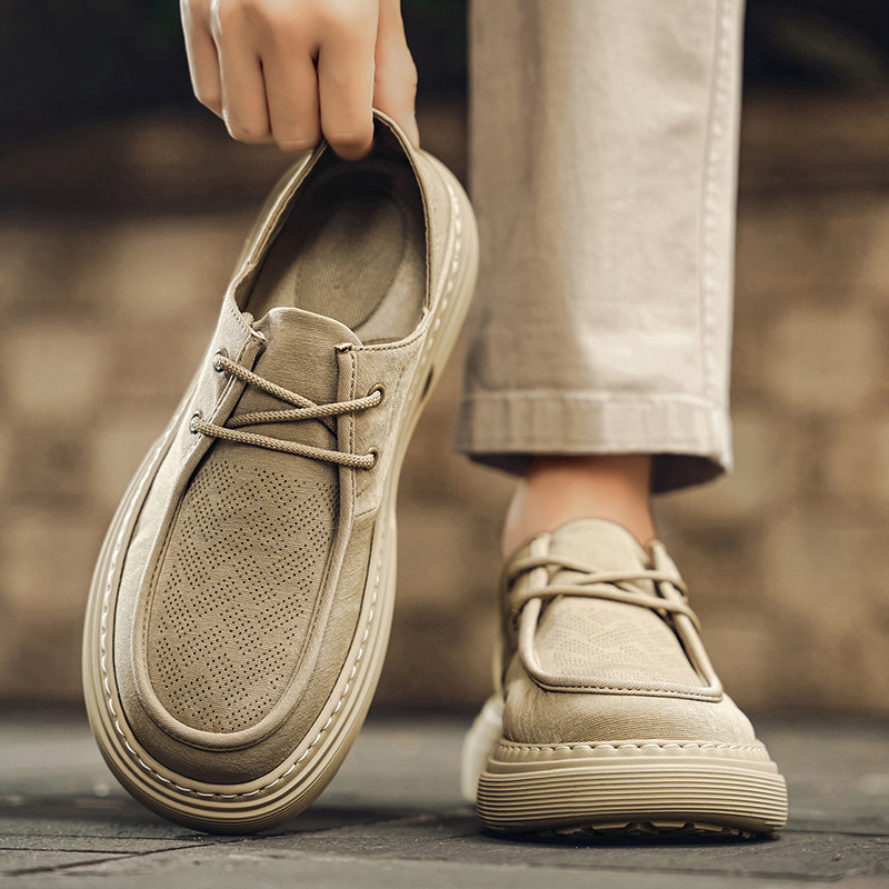 鞋子男鞋夏季透气薄款休闲布鞋男款高级感高档帆布板鞋冰丝潮鞋男