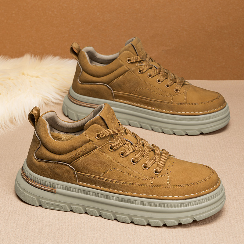 男鞋冬季加绒马丁靴男款软底轻便工装靴子美式英伦板鞋冬天棉鞋子