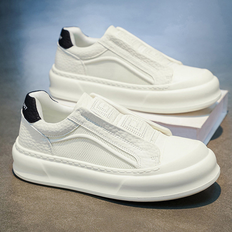 夏季男鞋2026新款透气薄款网面小白鞋男款时尚一脚蹬轻便软底板鞋