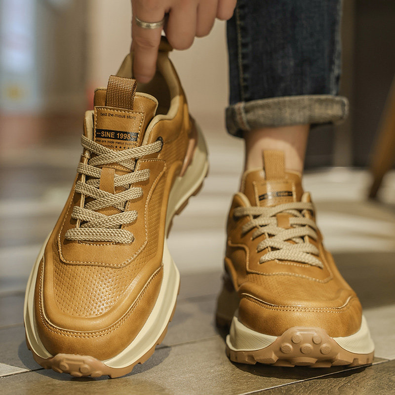男鞋2025春季百搭休闲复古阿甘跑步防滑运动鞋男款厚底增高老爹鞋