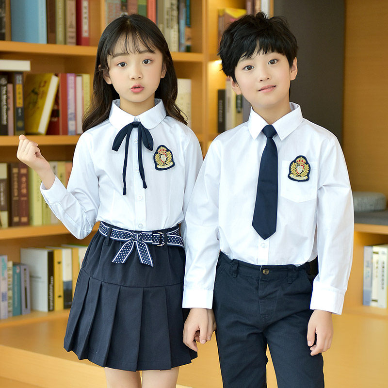 中小学生校服春秋季儿童装英伦学院风白色衬衫套装幼儿园园服班服