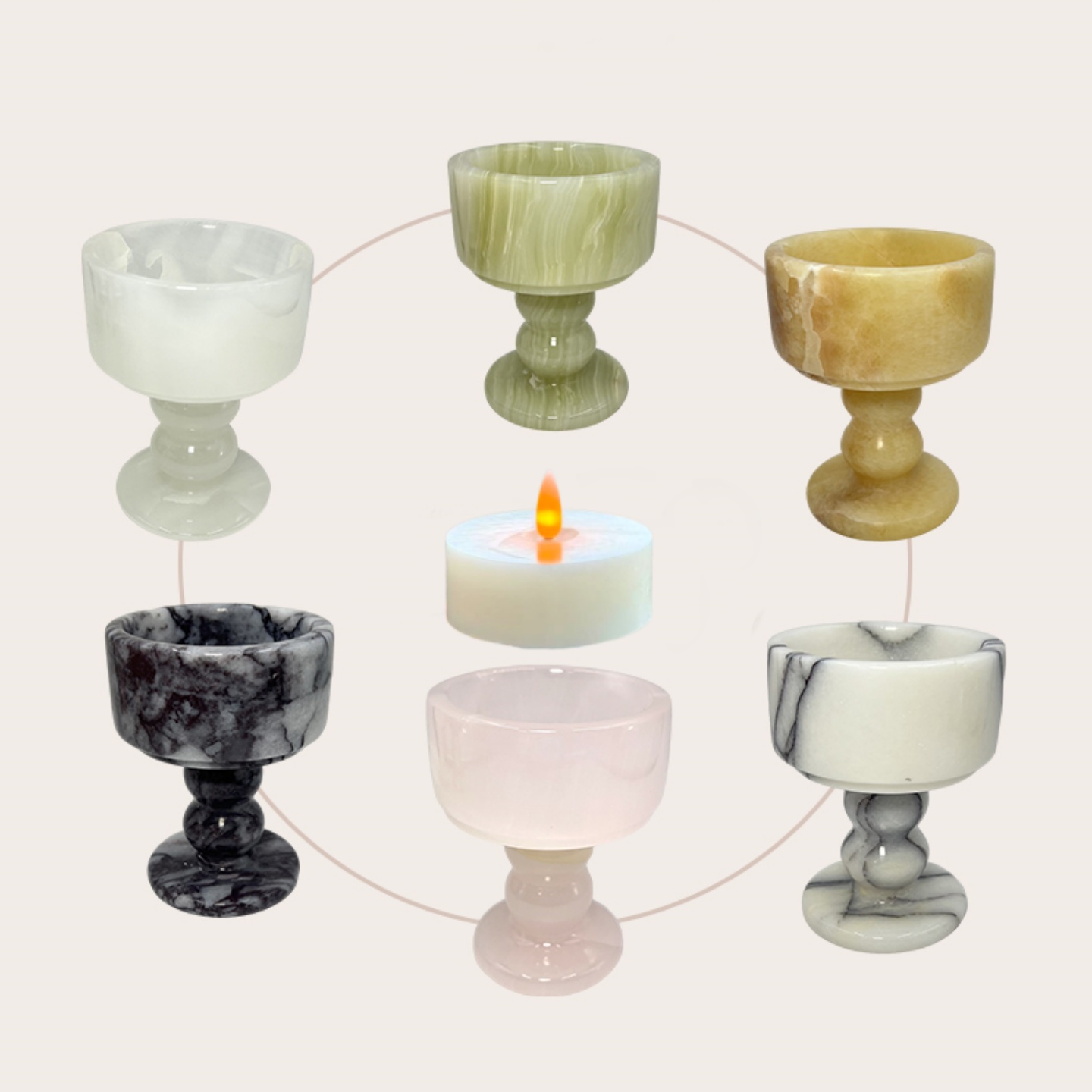 家用天然玉石烛台玉器摆件高级氛围香薰蜡烛底座大理石防风供佛灯