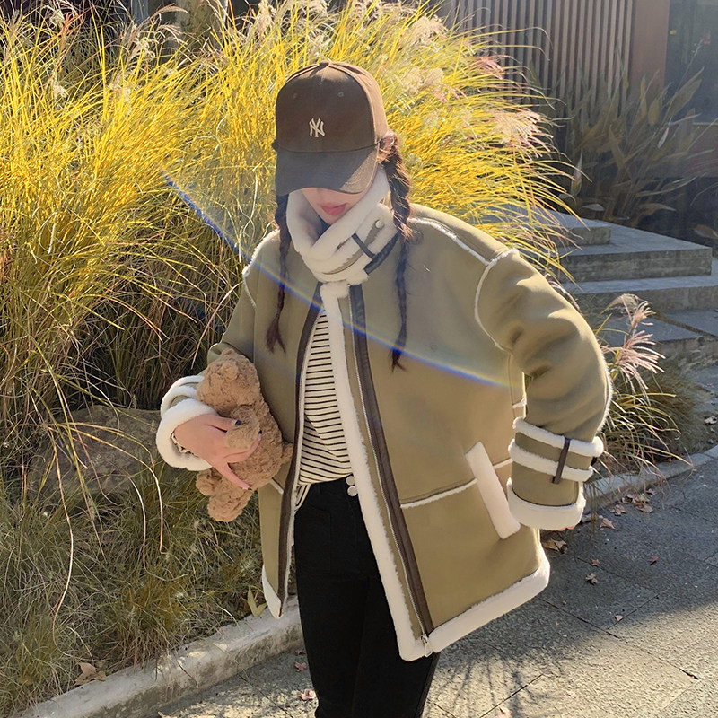 【现货】192-998-P185K2782023冬季新款鹿皮绒皮毛一体，女装派克服，浙宝103（原192）