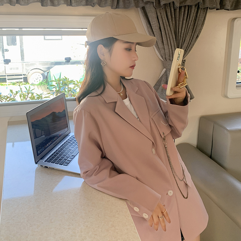 现货刺绣西装粉色西装外套带链条P125控178，女装西装，浙宝103（原192）