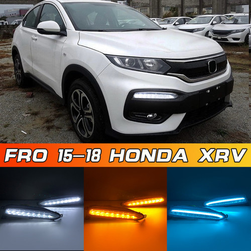 适用于15-18本田XRV日行灯 改装LED流光转向灯日间行车灯动态扫描