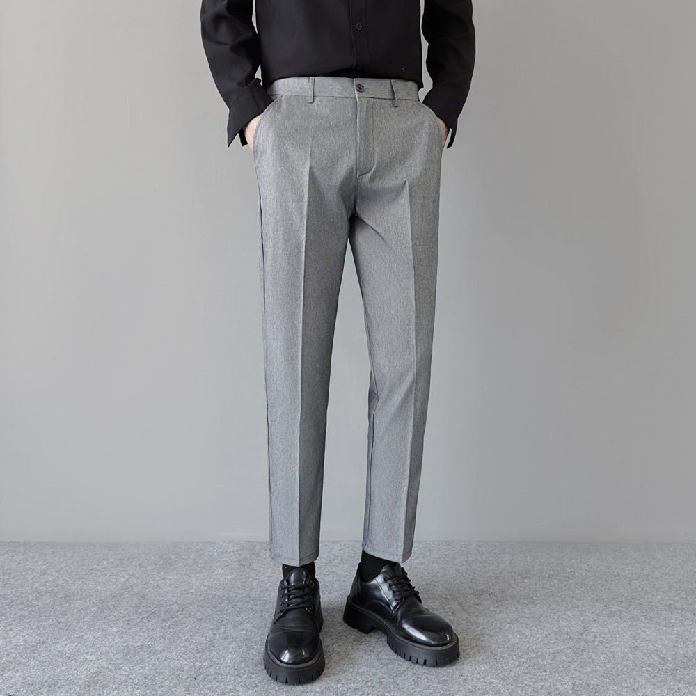 春夏垂感西裤男高级感修身西服裤子小脚九分韩版休闲商务西装裤潮