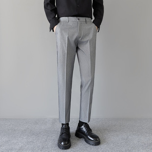 春夏垂感西裤男高级感修身西服裤子小脚九分韩版休闲商务西装裤潮