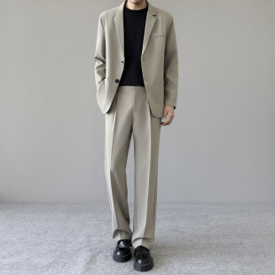 两件套 帅气潮流轻熟风商务西装 高级感休闲西服套装 男宽松垂感韩版