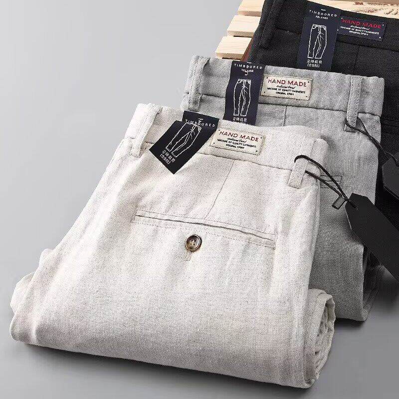 纯亚麻裤男士商务休闲裤2026年新款夏季薄款宽松直筒棉麻裤子透气