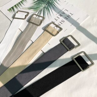 布带配饰简约纯色绑带束腰 潮双环扣搭配休闲西裤 男士 百搭腰带韩版