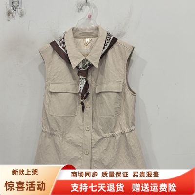 卓YCM-93316时尚复古丝巾披肩抽绳腰皮马甲短外套秋装2025女新款