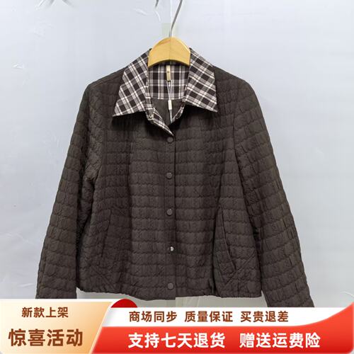 凯Q27Q609时尚休闲格子衬衣翻领宽松百搭短款外套秋装2026女新款