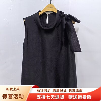 E26B050时尚韩系蝴蝶结无袖衬衫减龄百搭人丝小衫夏装2026女新款