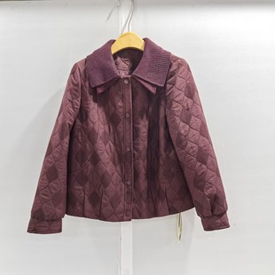 JY26AW016时尚休闲针织双层翻领夹棉夹克宽松短外套春装2026新款