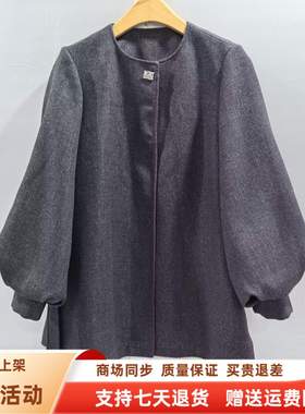 QBQW025A时尚韩版宽松灯笼袖系带减龄圆领气质外套春装2026女新款