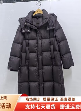 佑Y25D8053时尚休闲白鸭绒连帽保暖羽绒服长款外套冬装2025女新款