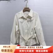 新款 KLC 上衣 休闲系带翻领衬衣减龄百搭长袖 女式 6229春装 2026时尚
