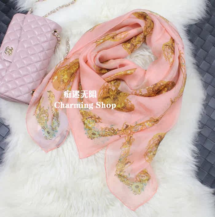 亏本甩卖M麦子花朵骷髅头浪漫欧美风真丝大方巾纯桑蚕丝丝巾披肩